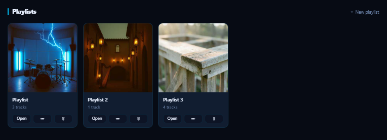 Playlists grid view